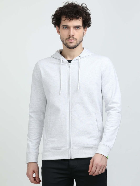 White Sustainable Zip Up Hoodie