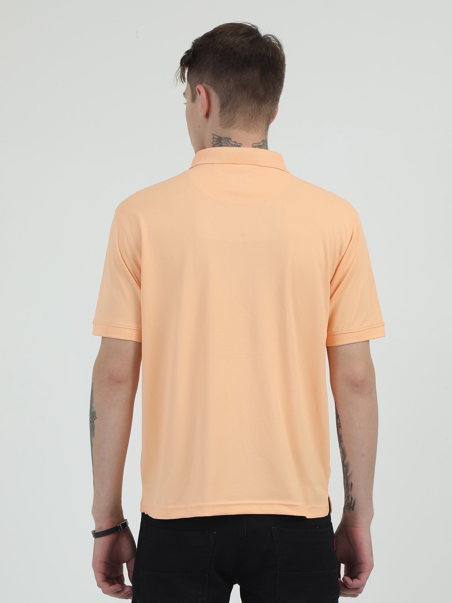 Peach Zipper Polo T Shirt 