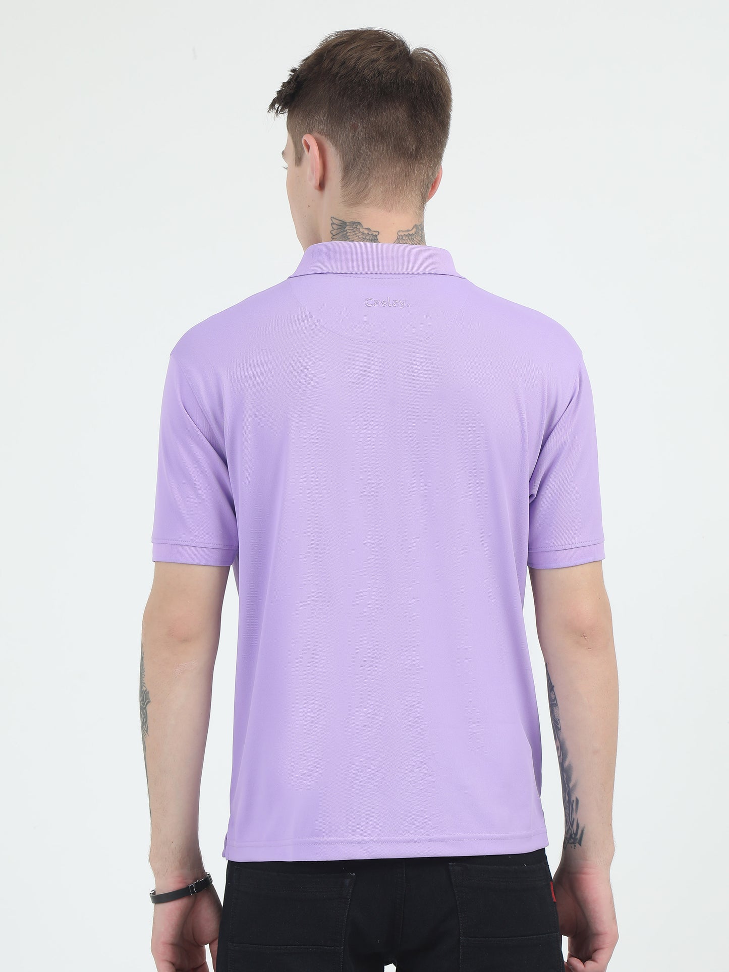 Lavender Zipper Polo T Shirt - Caslay