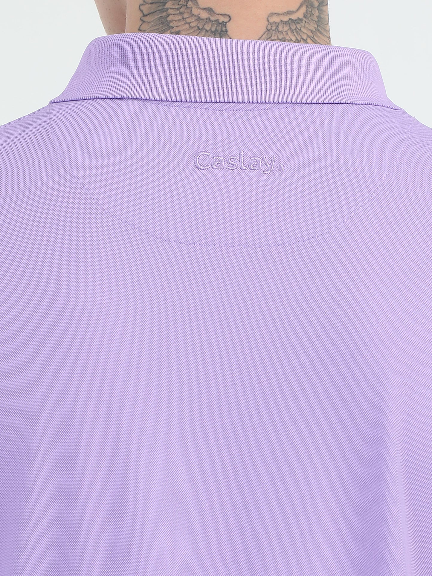 Lavender Zipper Polo T Shirt - Caslay