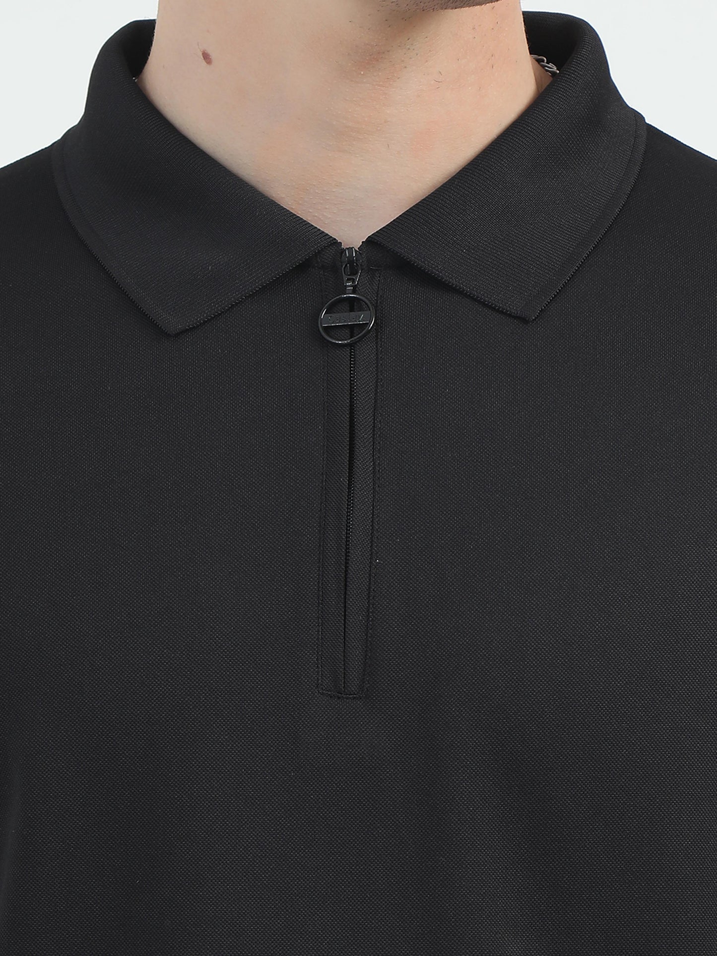 Black Zipper T Shirt for Men - Caslay