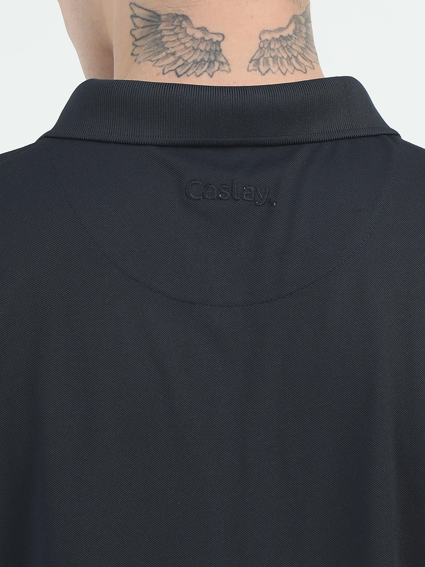 Grey Zipper Polo T Shirt - Caslay