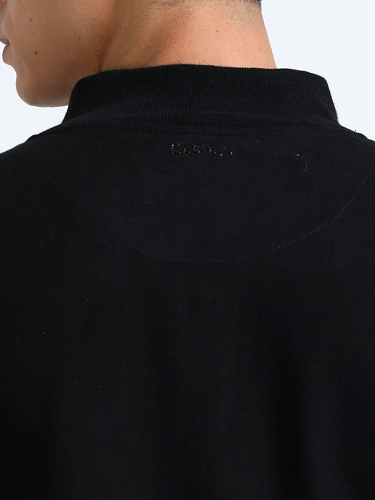 Sustainable Highneck  Zipper Jacket - Black