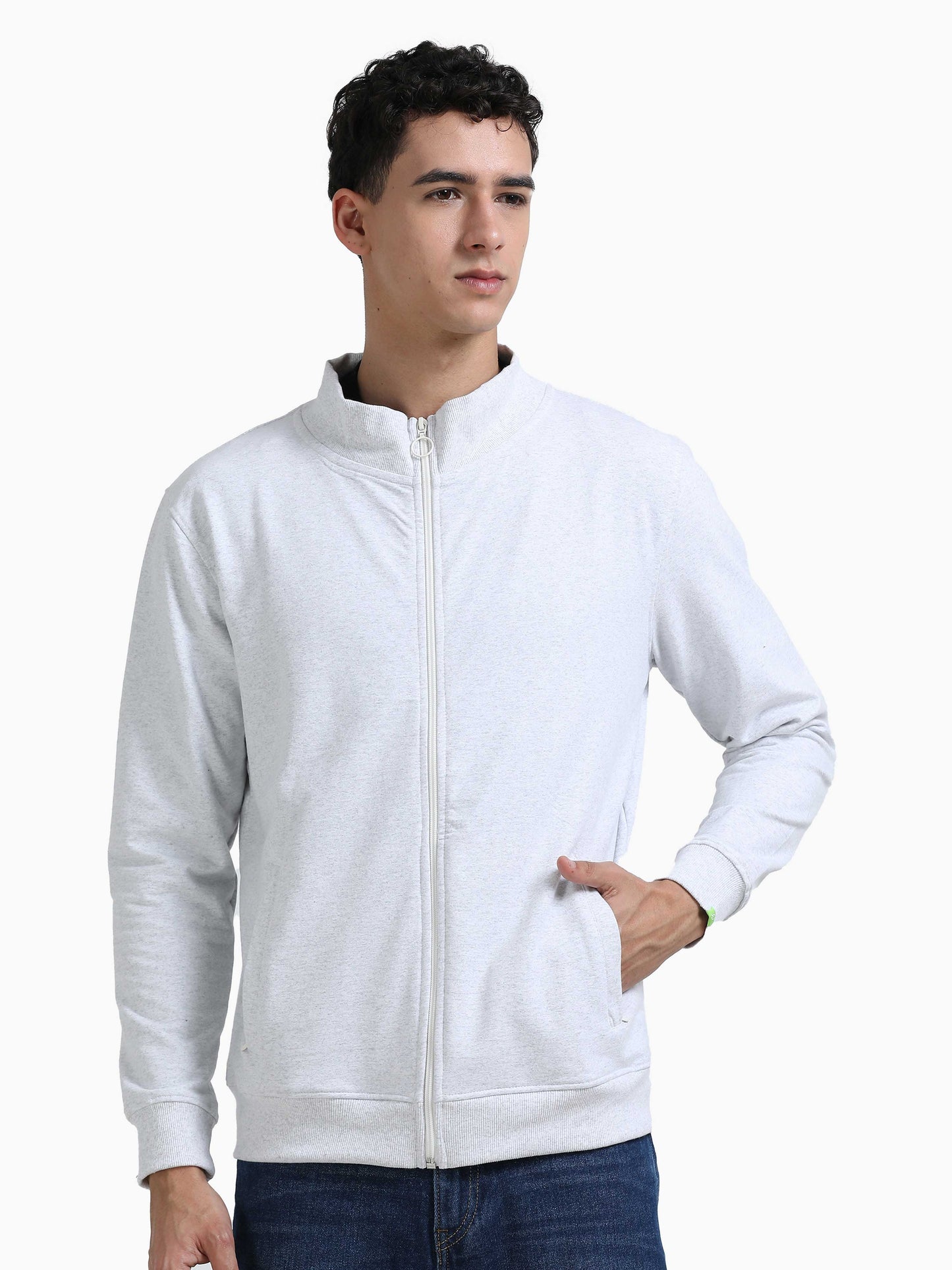 Highneck Jacket - White Melange