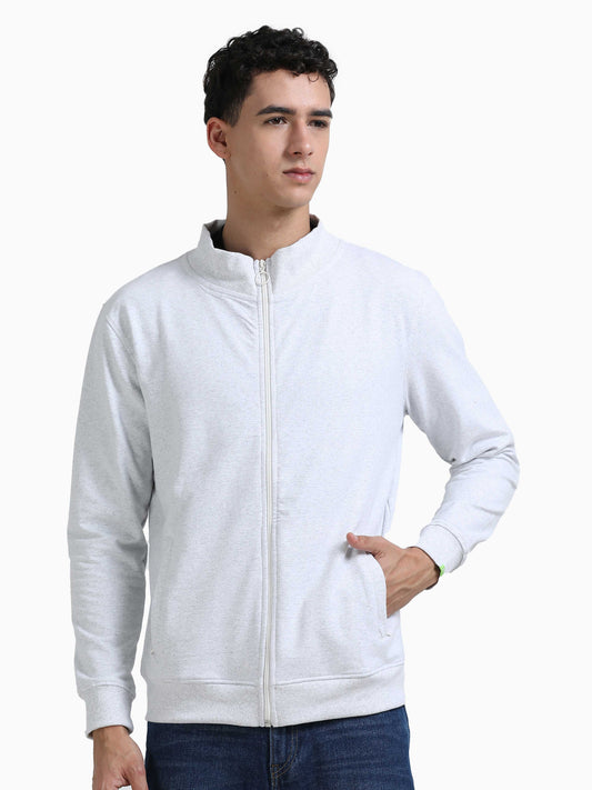 Highneck Jacket - White Melange