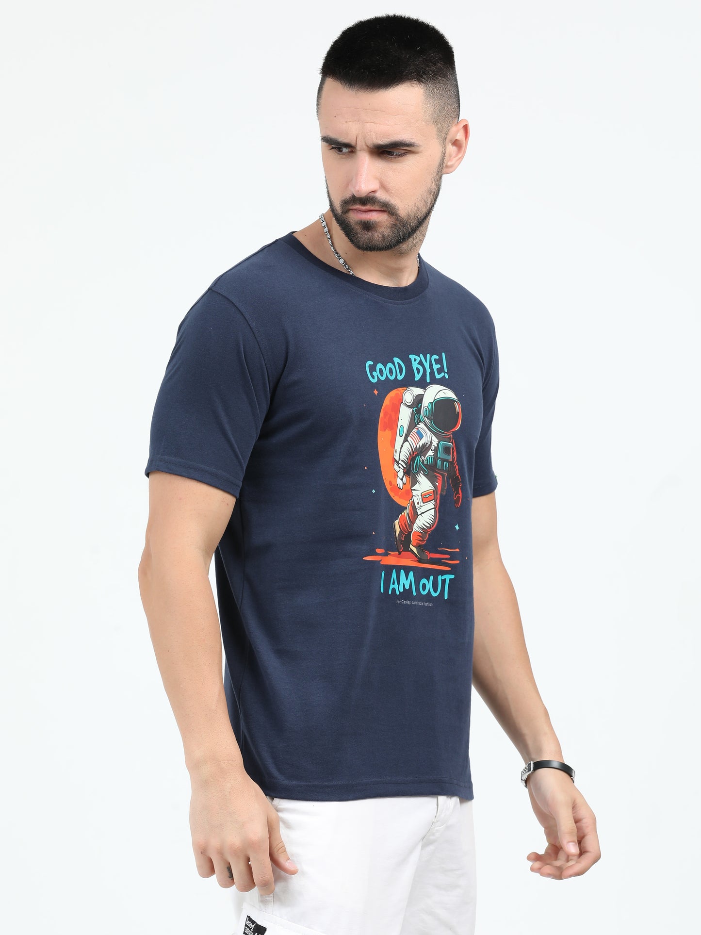 Organic Sustainable Navy Blue T Shirt With Print