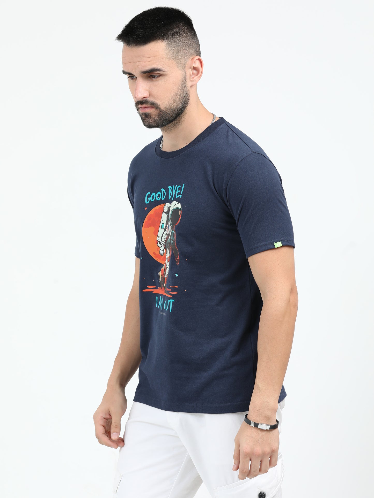 Organic Sustainable Navy Blue T Shirt With Print