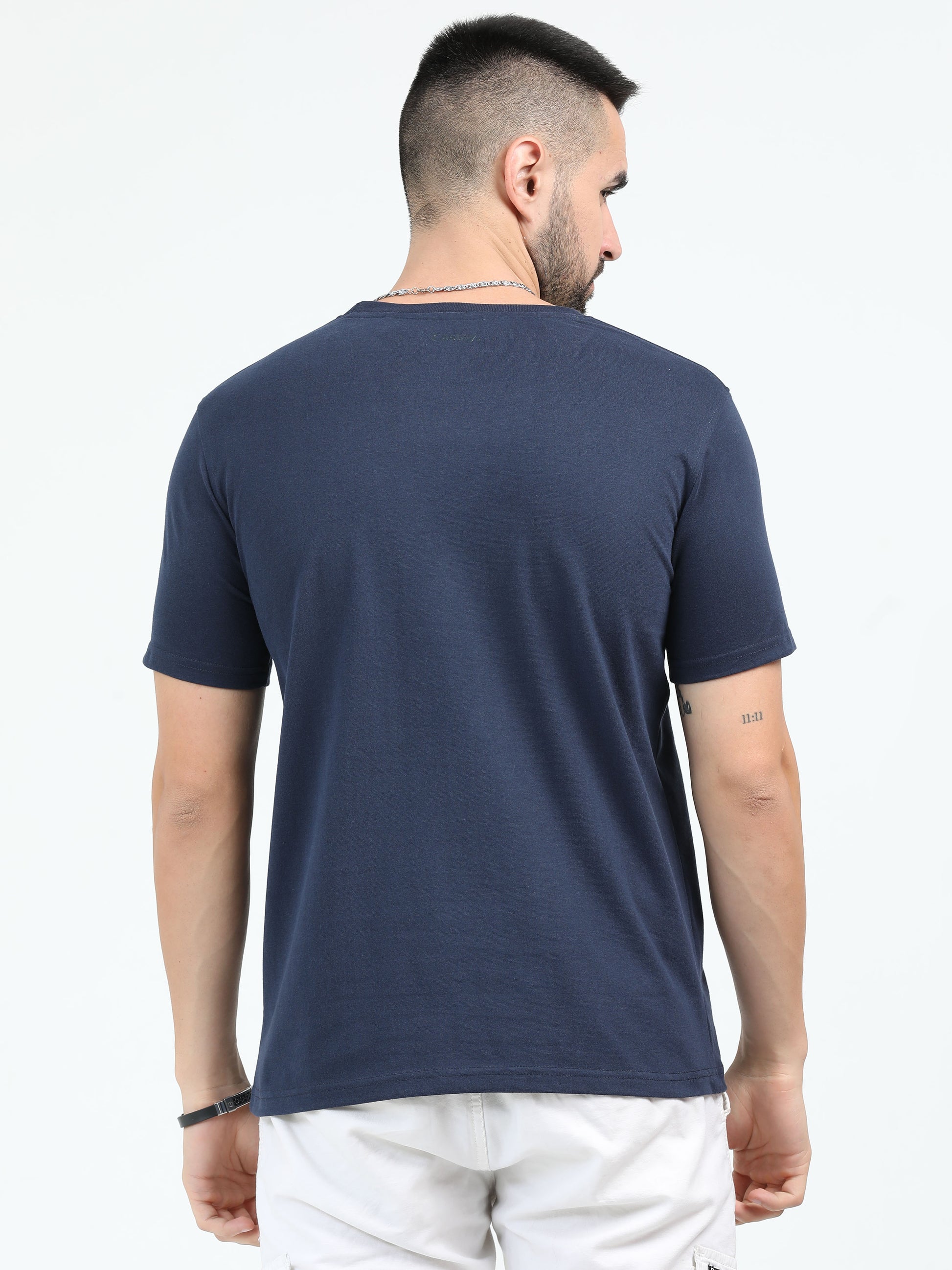 Organic Sustainable Navy Blue T Shirt With Print