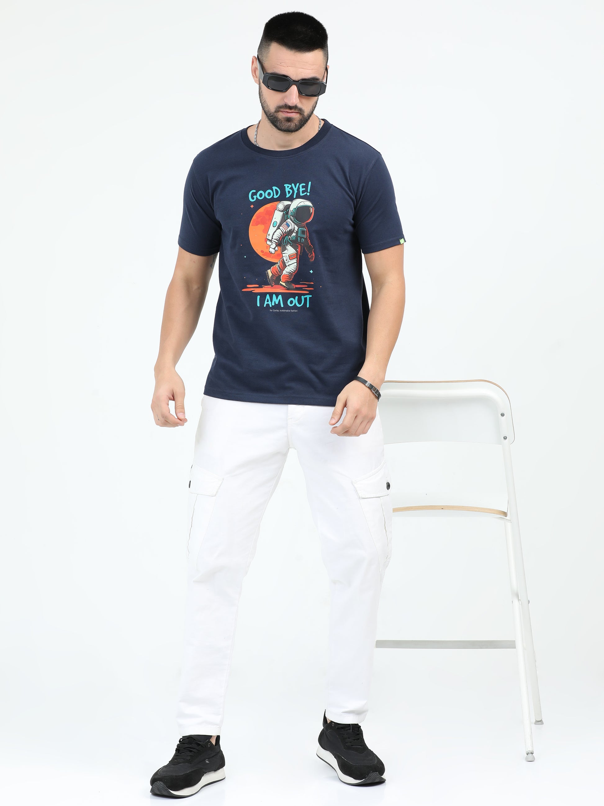 Organic Sustainable Navy Blue T Shirt With Print