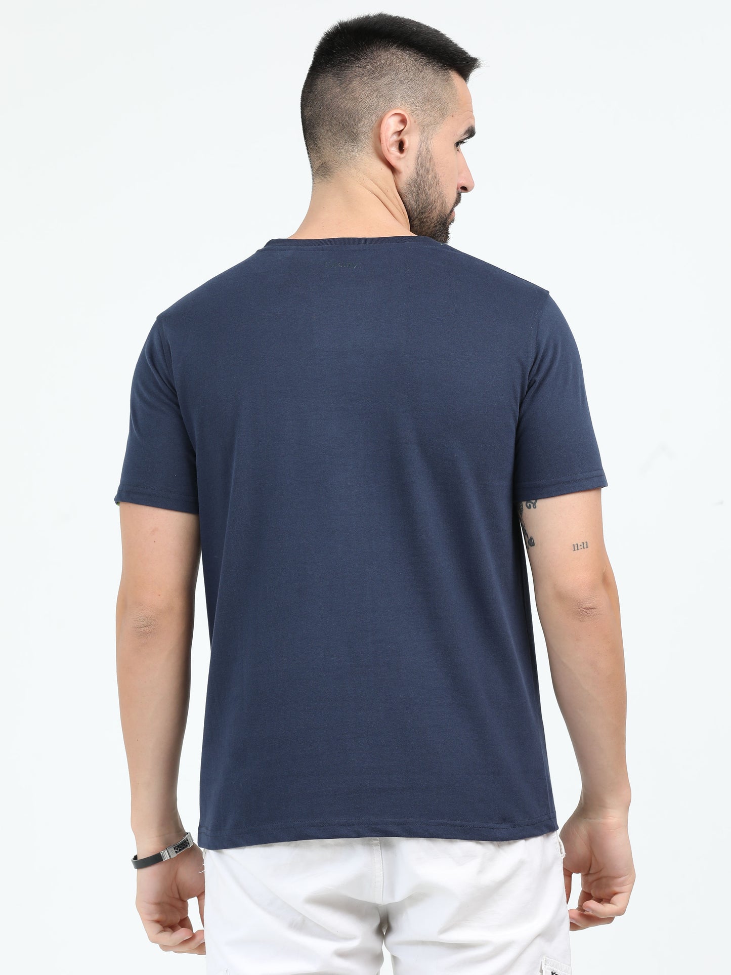 Sustainable Navy Blue Half Sleeves Round Neck T Shirt