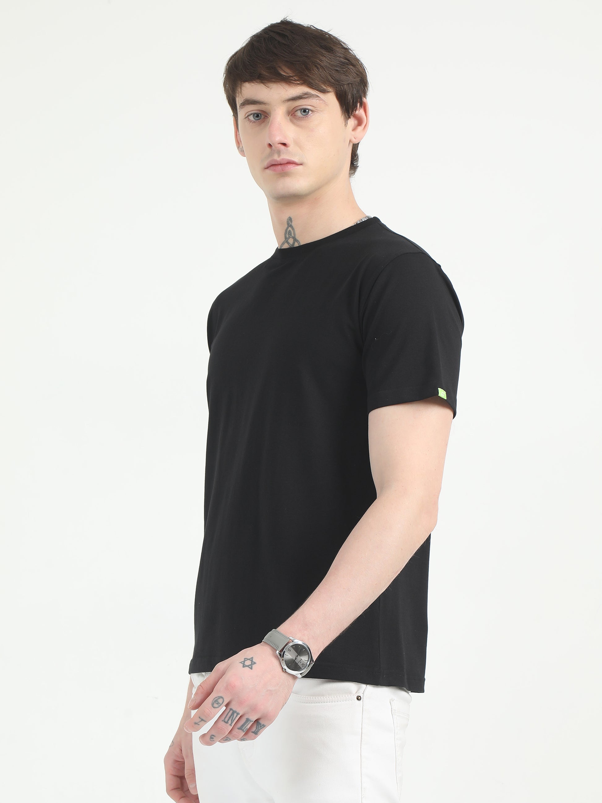 Mens Solid Black T-Shirt 