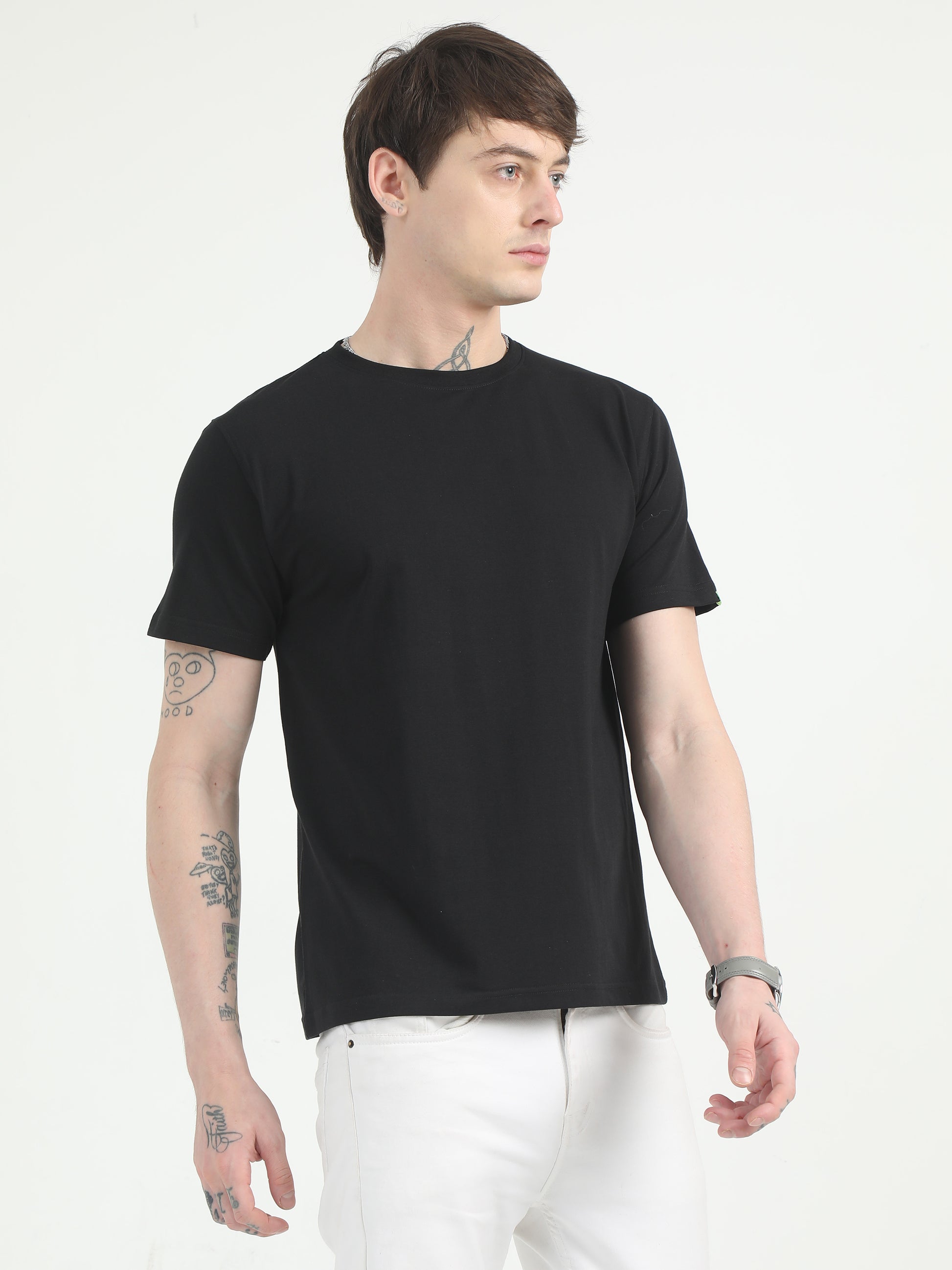 Mens Solid Black T-Shirt 