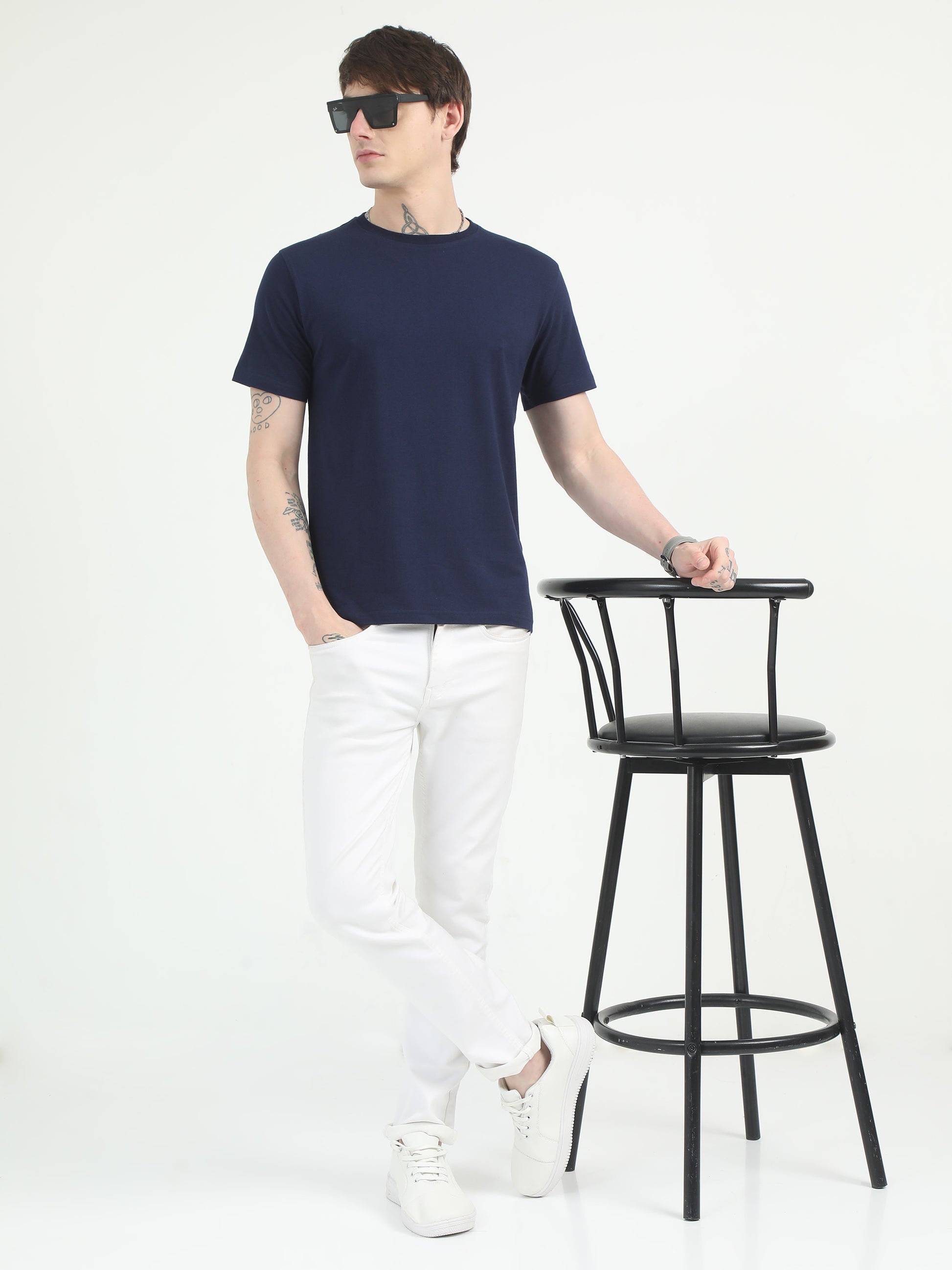 Navy Blue Plain Shirt for Men