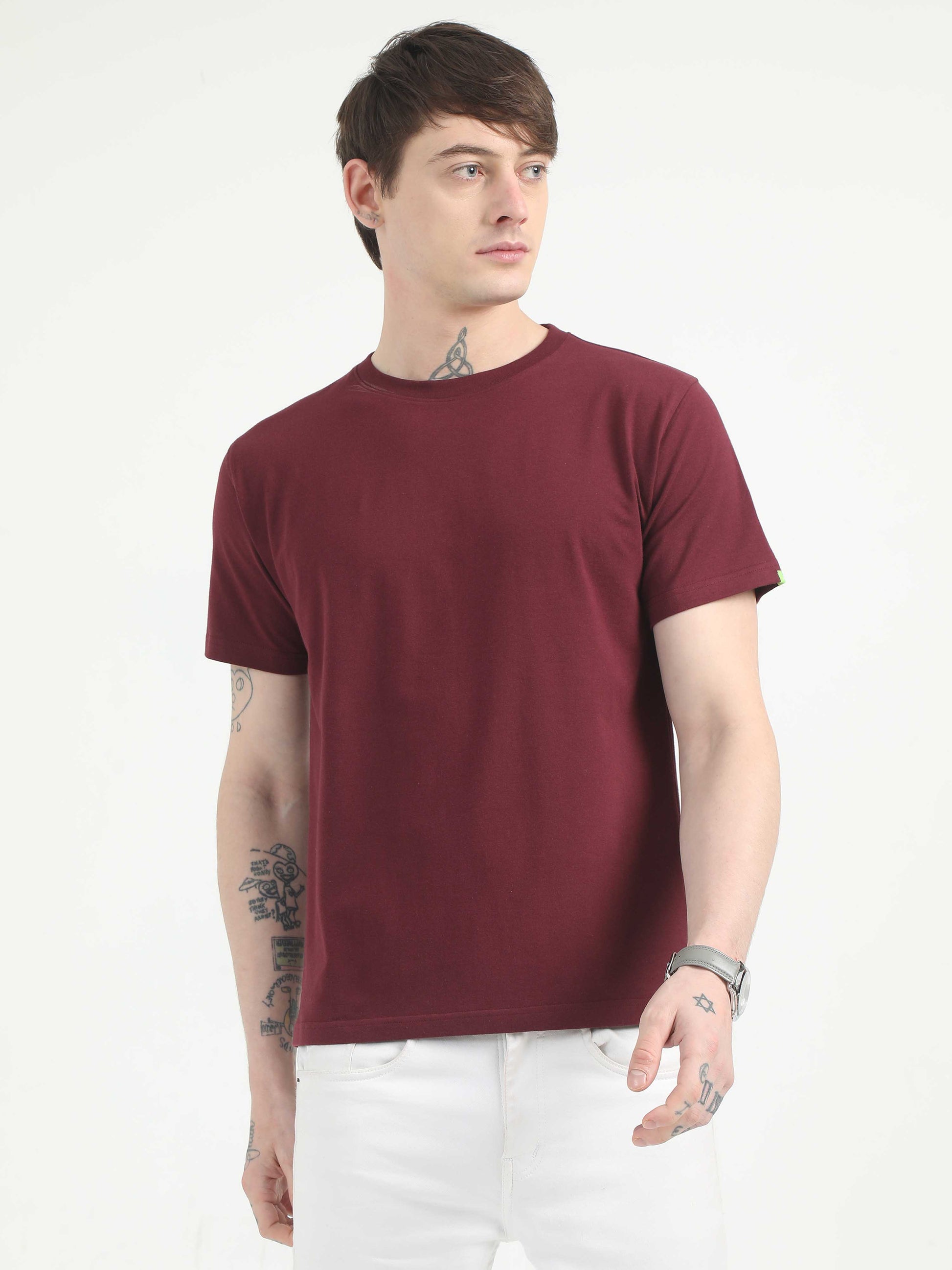 Mens Plain Maroon T-Shirt