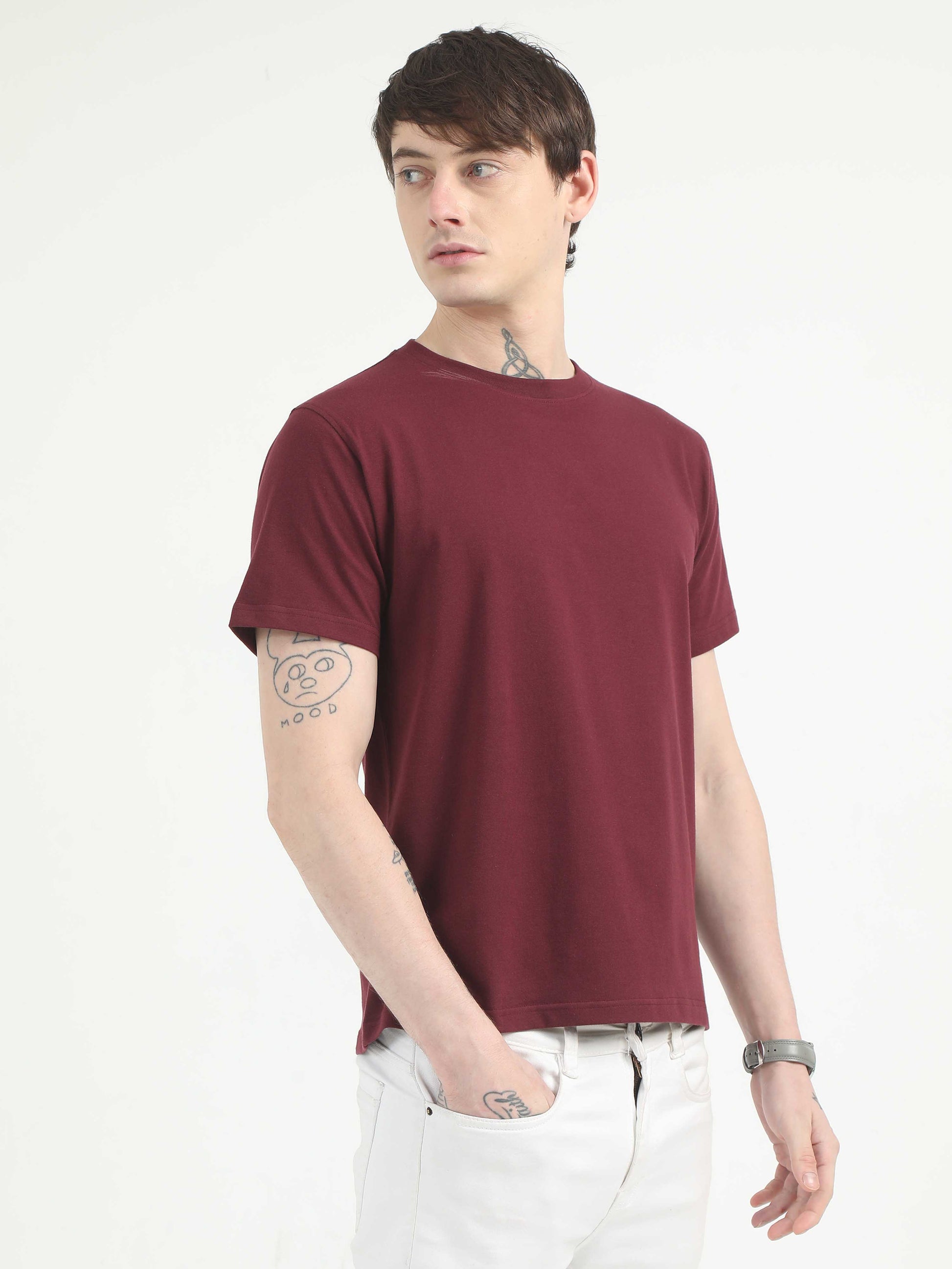 Mens Plain Maroon T-Shirt