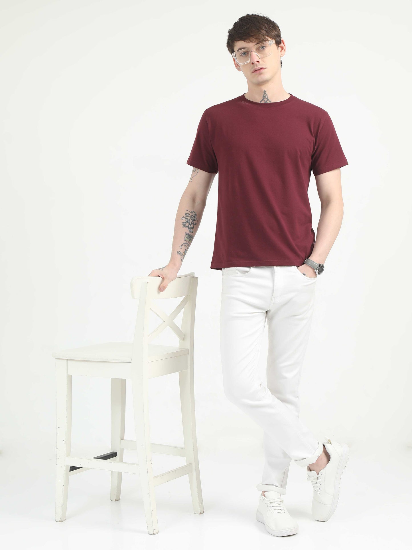 Mens Plain Maroon T-Shirt