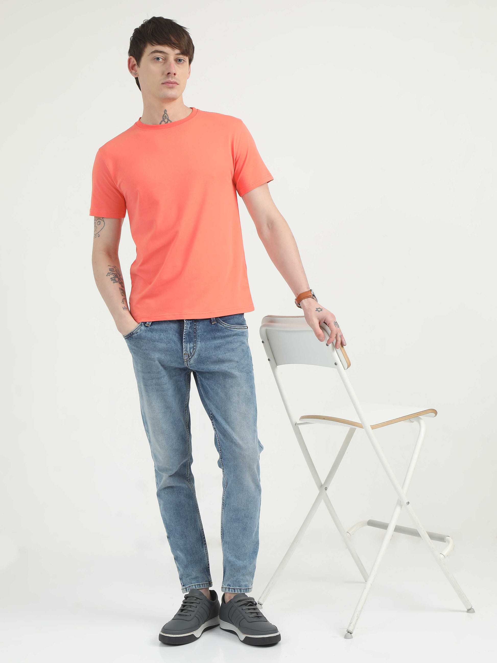 Mens Plain Orange T-Shirt