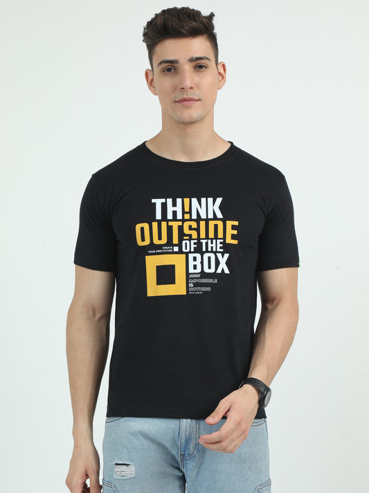Eco Friendly Sustainable Black Crew Neck Printed T-Shirt
