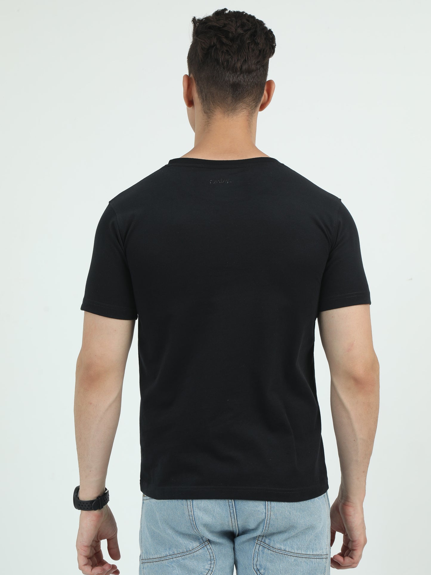 Eco Friendly Sustainable Black Crew Neck Printed T-Shirt