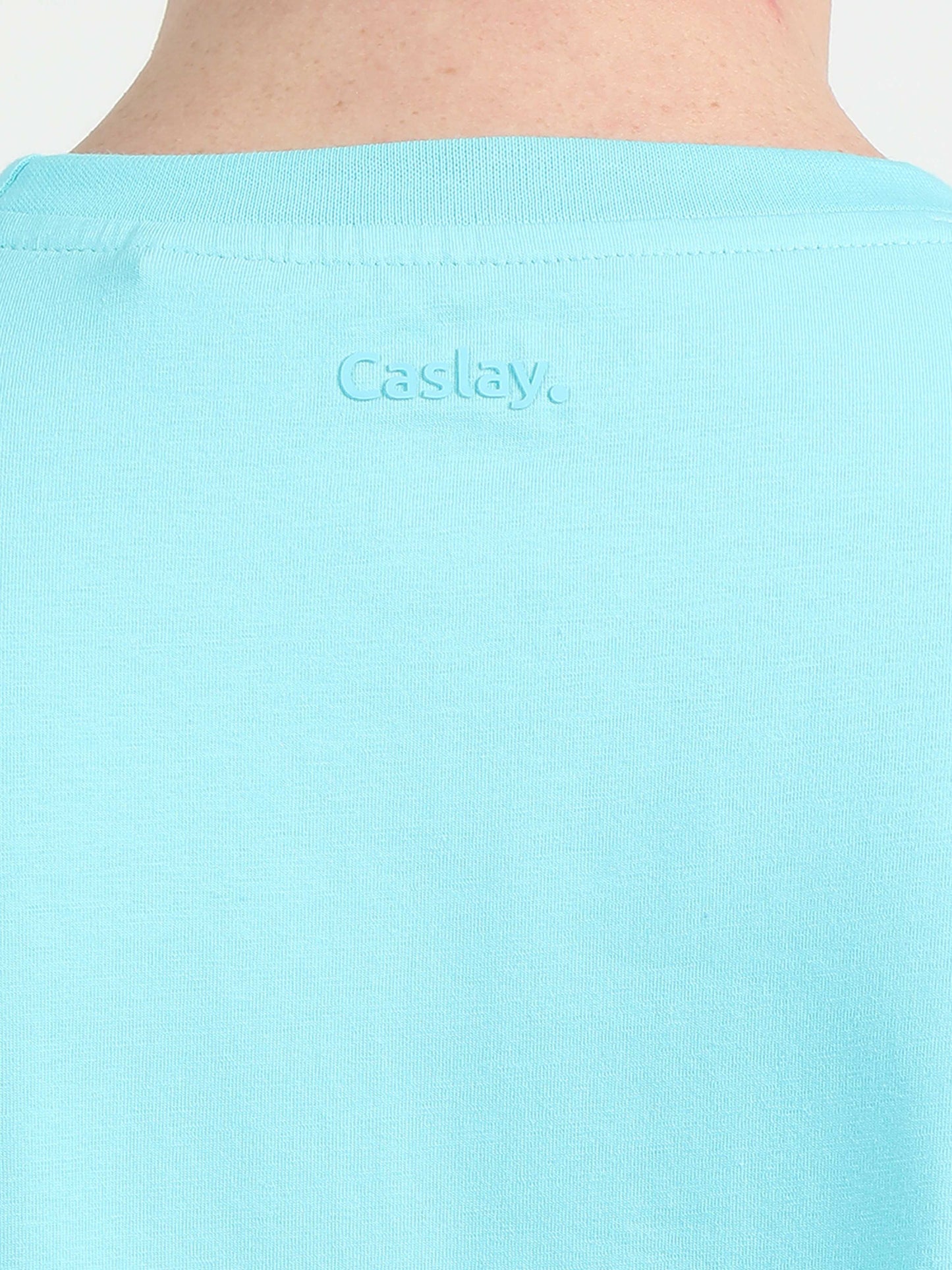 Caslay Organic - Teal Crew Neck Solid T-Shirts