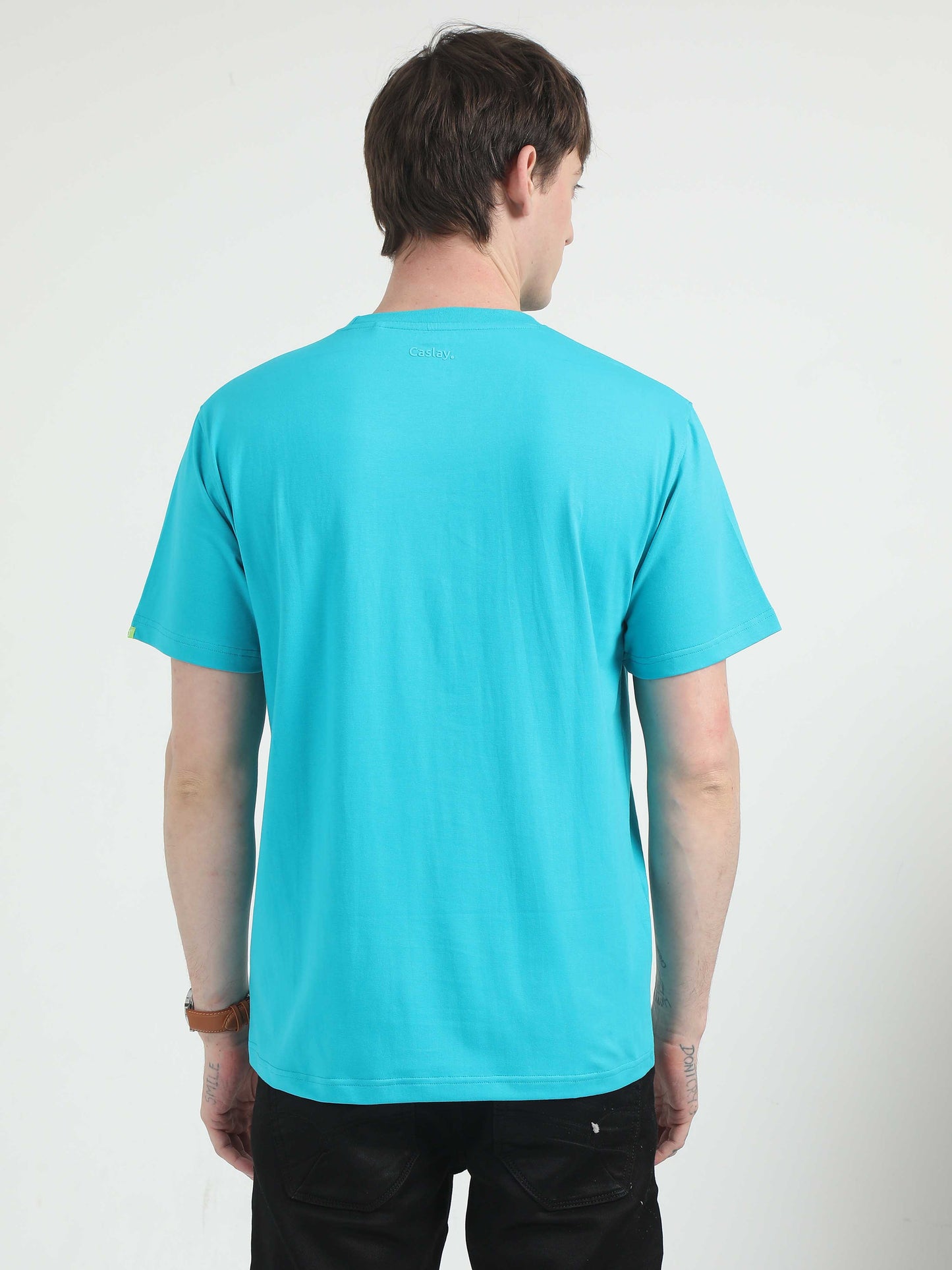 Caslay Organic - Teal Crew Neck Solid T-Shirts