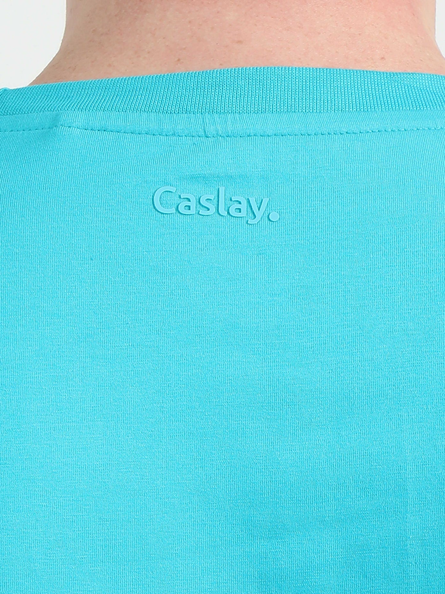 Caslay Organic - Teal Crew Neck Solid T-Shirts