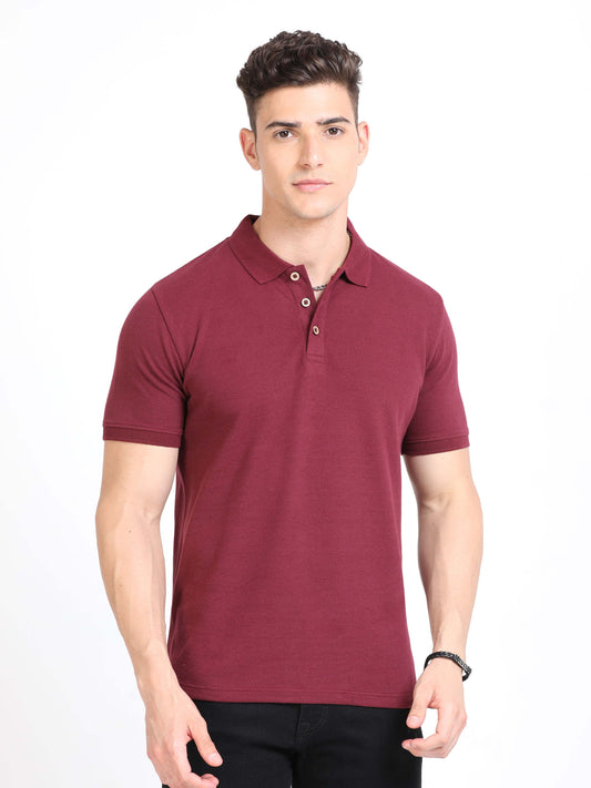 Sustainable Maroon Polo T Shirt For Men