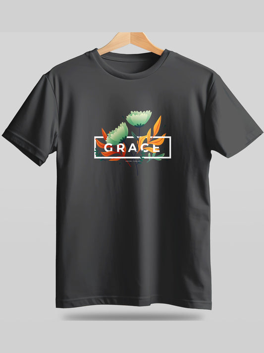 Sustainable Charcoal Melange Crew Neck Printed T-Shirt