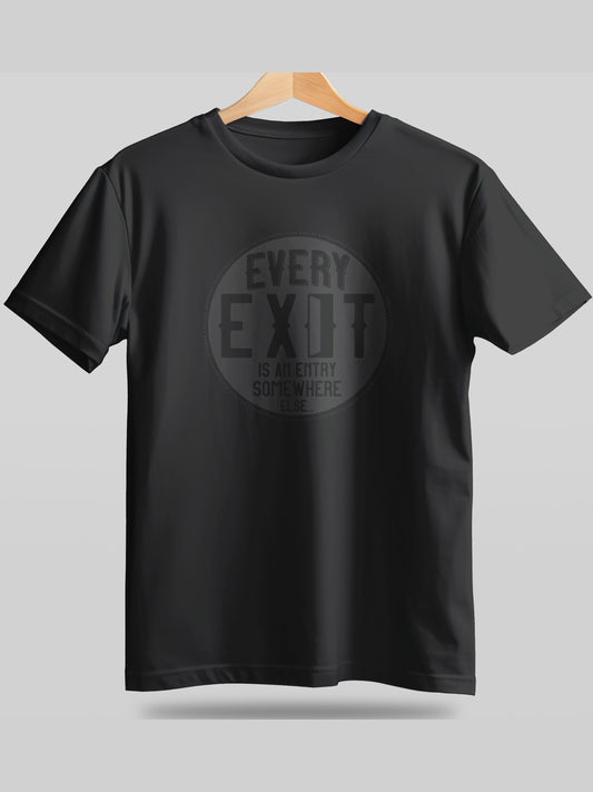 Organic Sustainable Black Crew Neck Printed T-Shirt