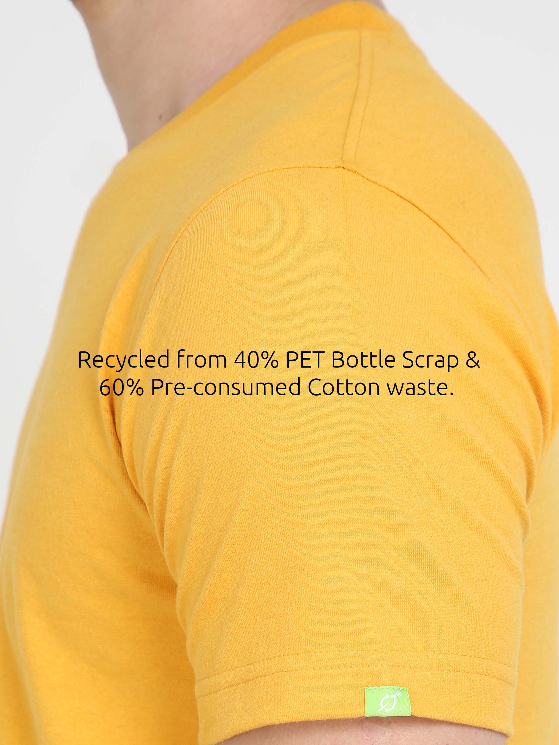 Sustainable Mustard Yellow Round Neck T Shirt for Men