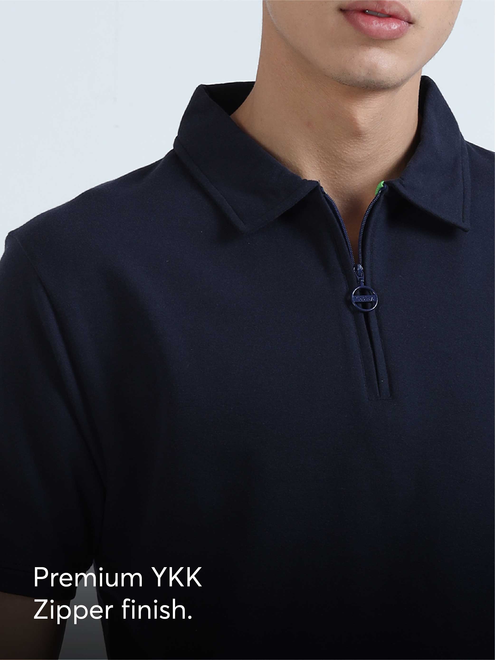 Buy Navy Blue Sweat Absoring Polo T Shirt Online