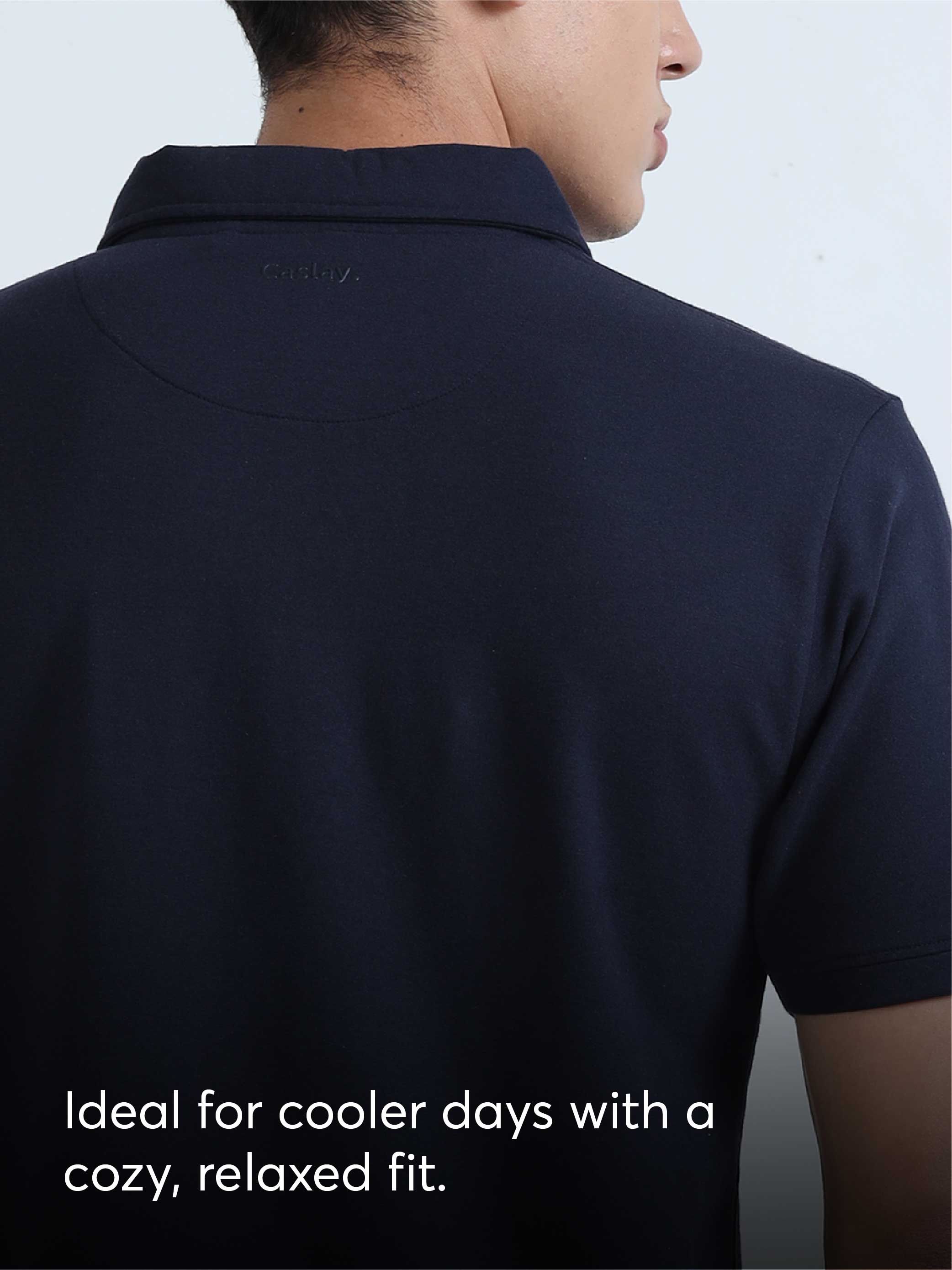 Buy Navy Blue Sweat Absoring Polo T Shirt Online