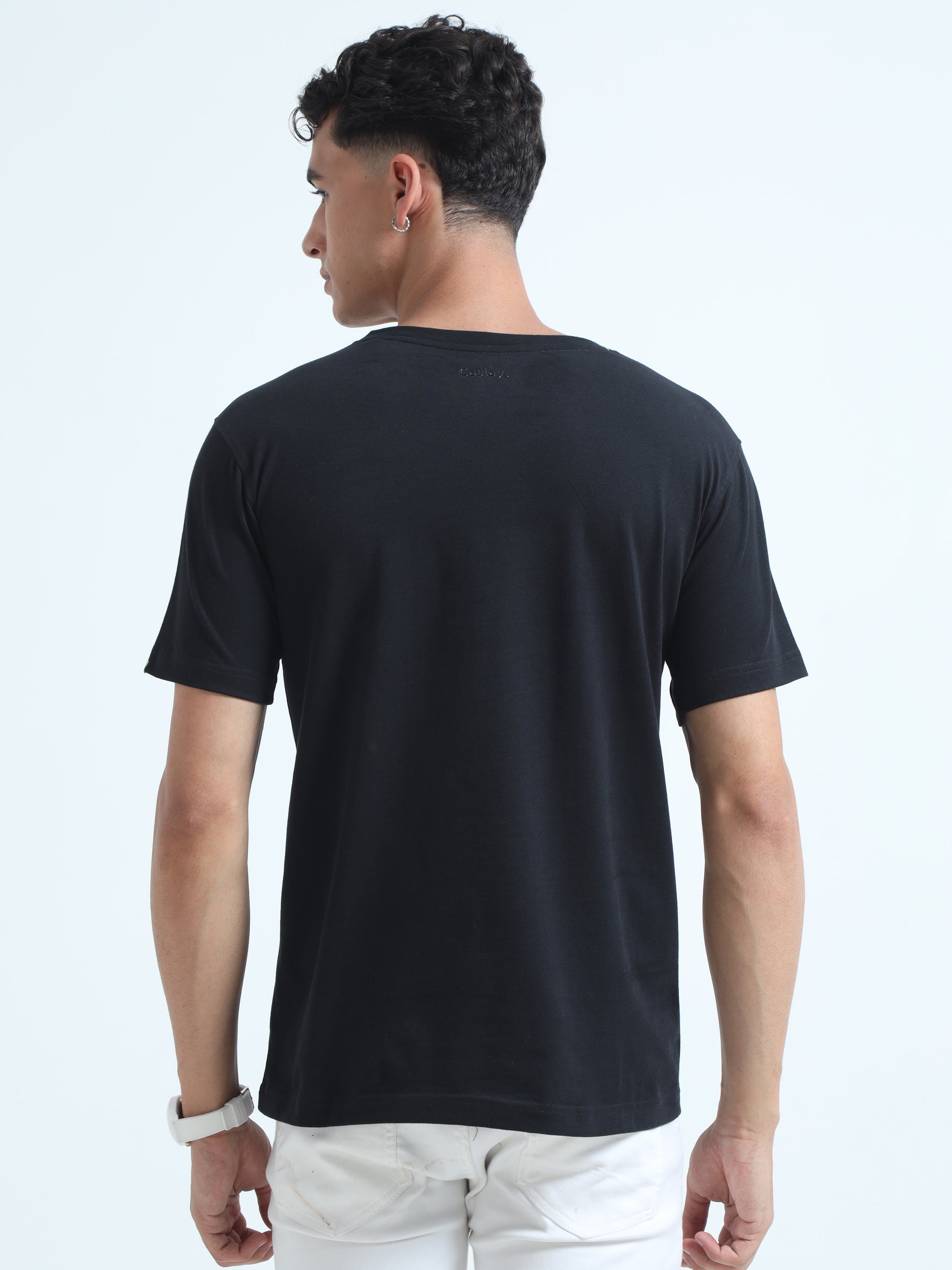 Sustainable Black Round Neck T Shirt