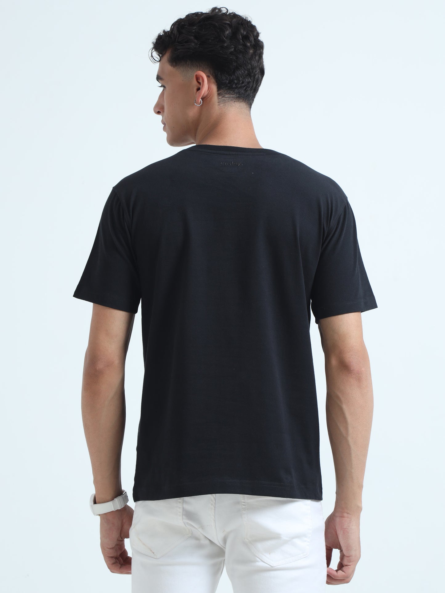 Sustainable Crew Neck Black T Shirt Cotton For Men