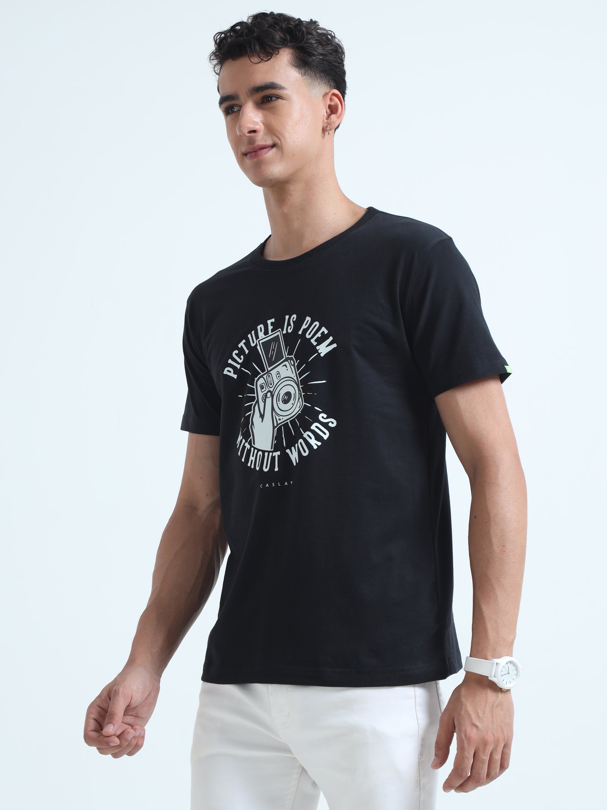 Sustainable Round Neck T Shirt Black