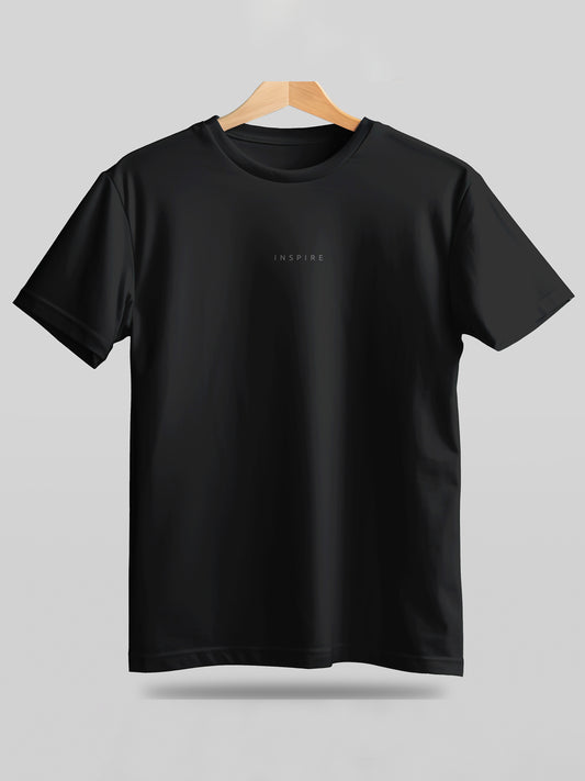 Sustainable Inspire Black Crew Neck Printed T Shirt