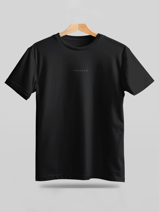 Sustainable Freedom Black Crew Neck Printed T Shirt