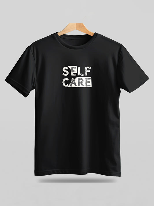 Caslay Sustainable - Self Care - Black Crew Neck Printed T-Shirt