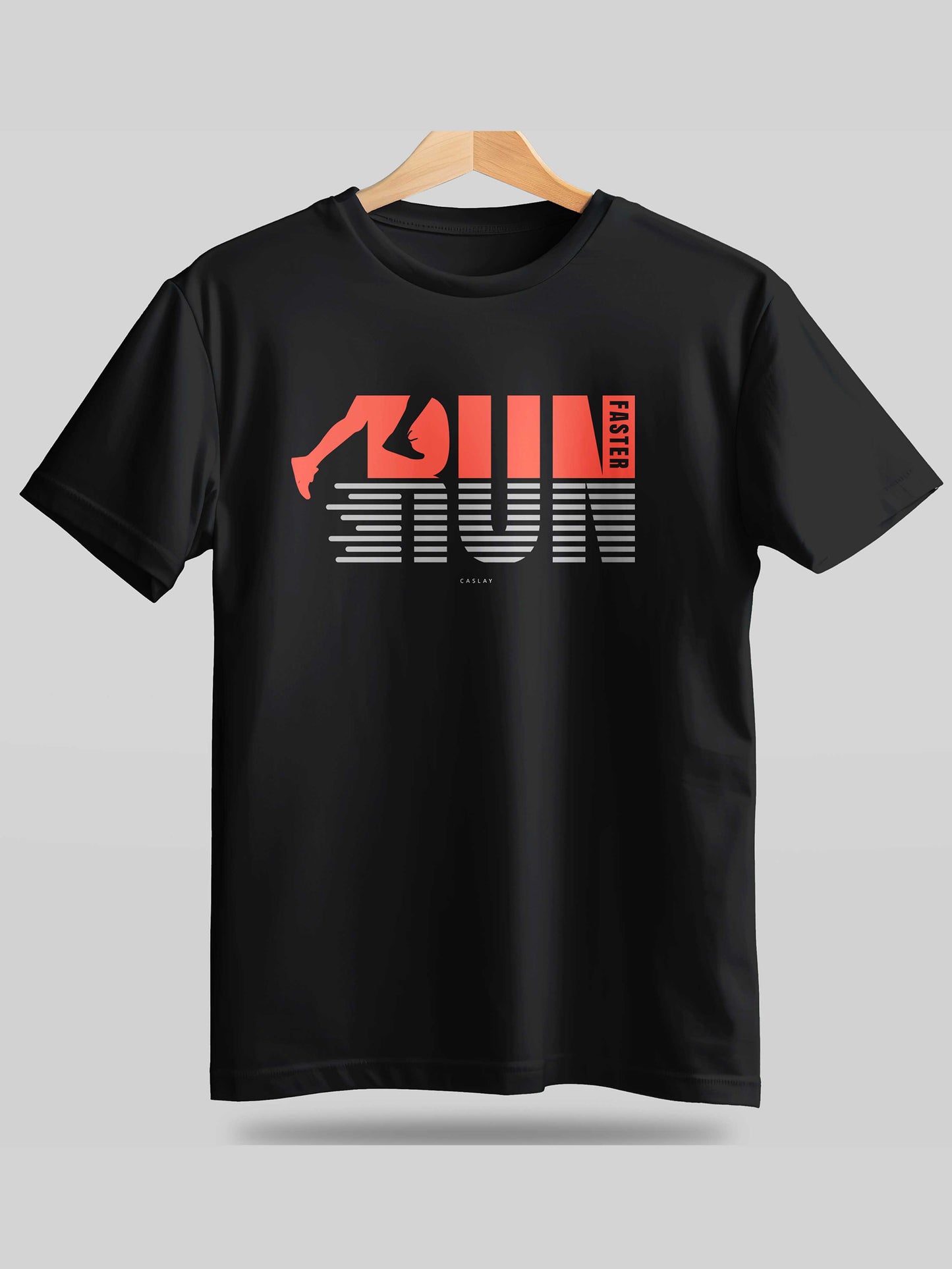 Run Faster Black Printed T-Shirt 