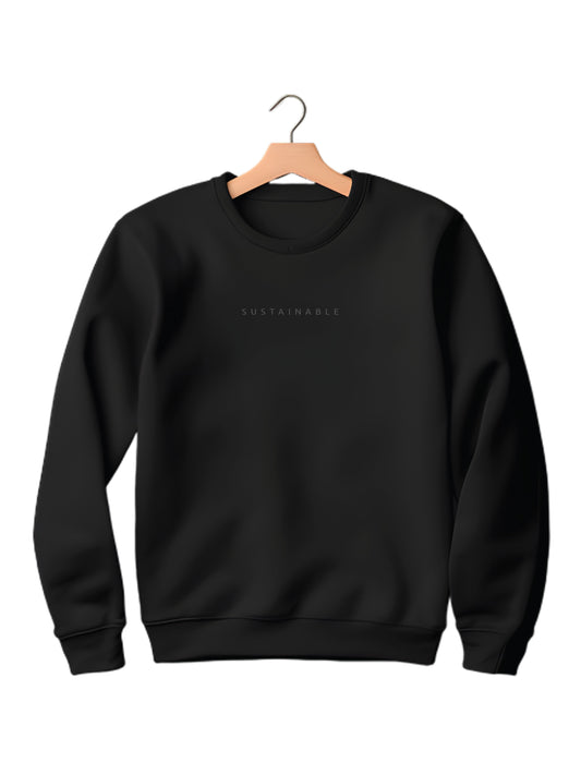 Sustainable Black Round Neck Sweatshirt