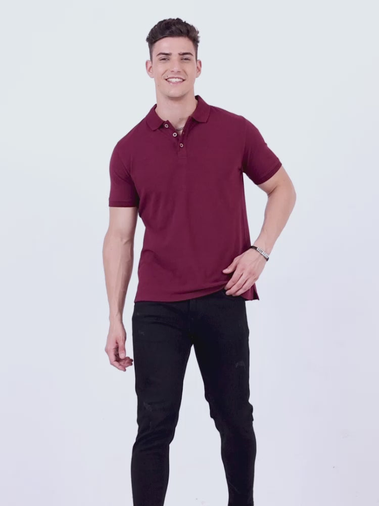 Maroon polo shirt mens best sale