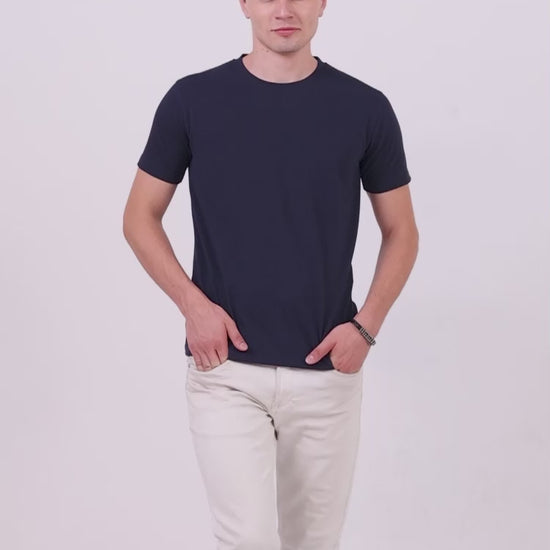 Sustainable Navy Blue Crew Neck T Shirt