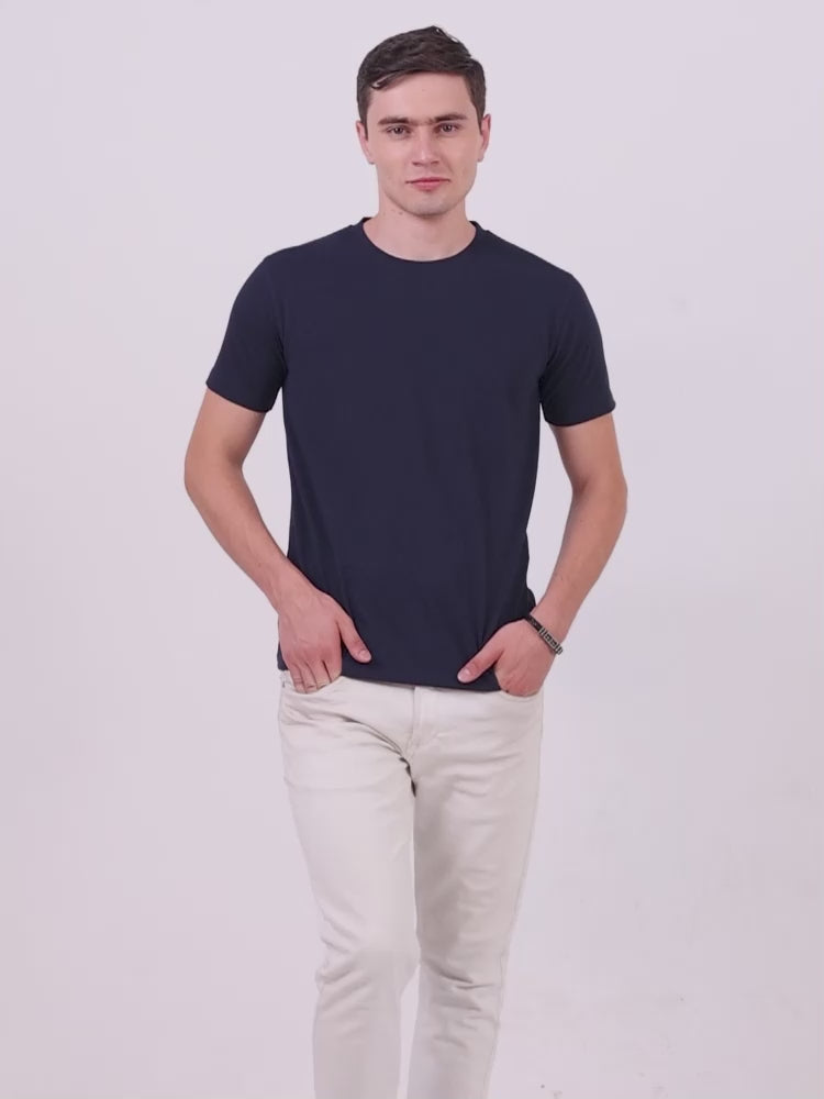 Sustainable Navy Blue Crew Neck T Shirt